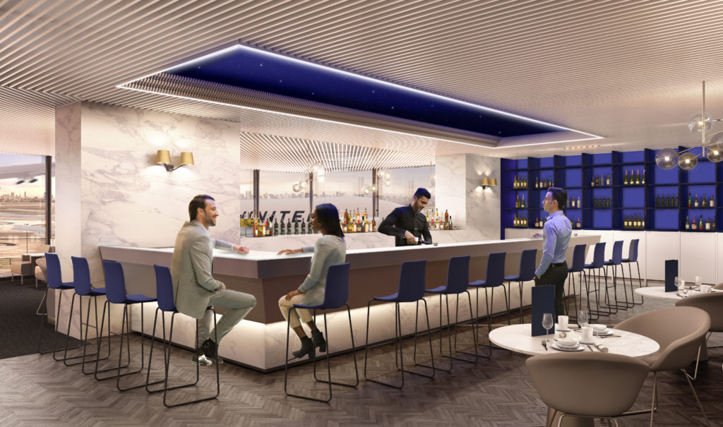 United Polaris business class lounge bar